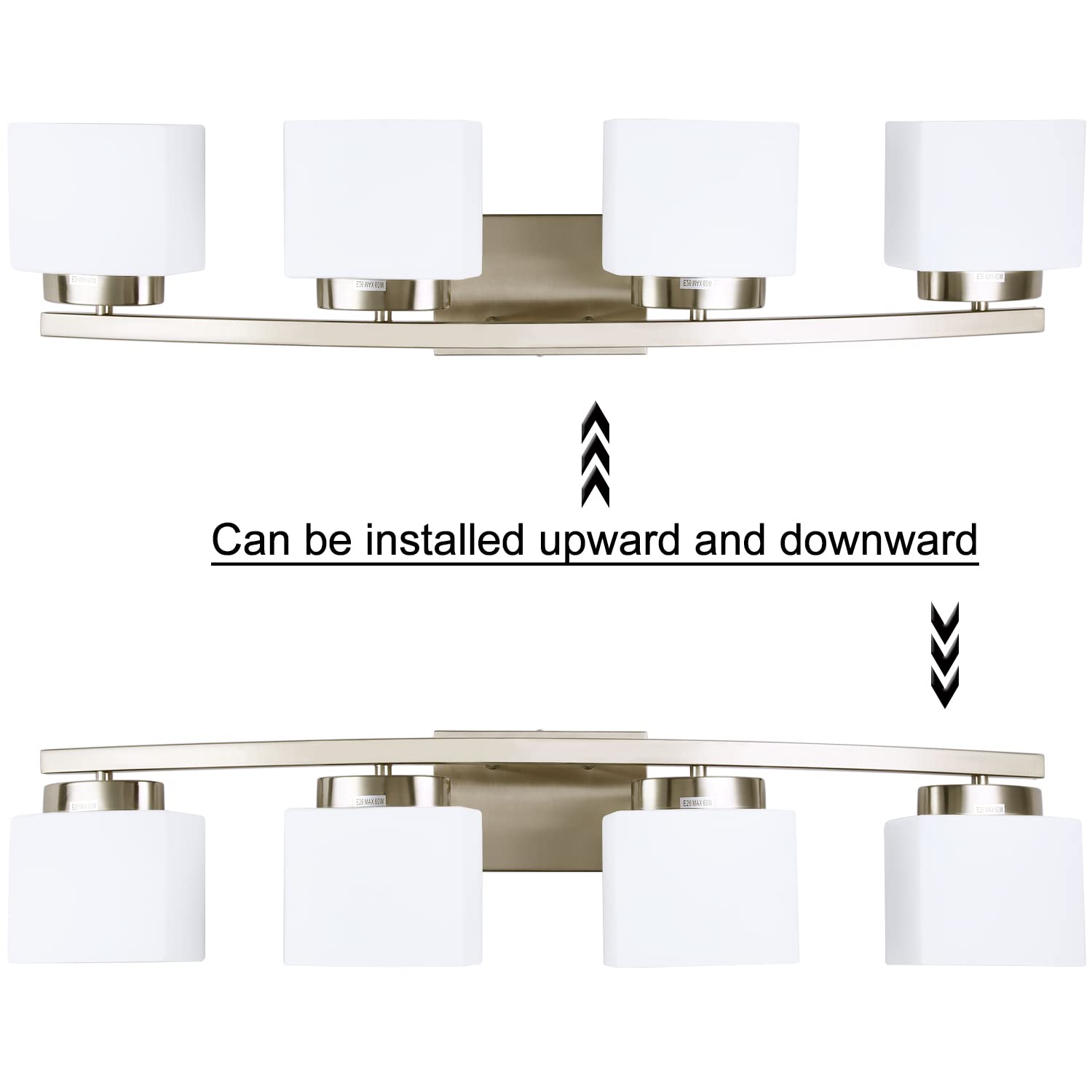 As-Is New Dosoty 4-Light Brushed Nickel 31.5 Vanity Light Fixture Retail $99.00