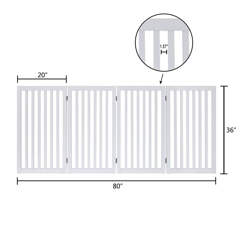 New unipaws 36H Free Standing Foldable Wooden Pet Gate White.