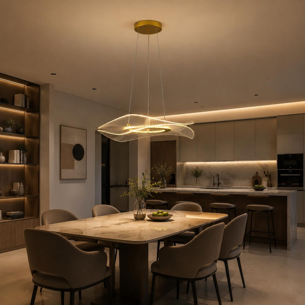 Gold Modern Nordic Lotus Leaf Acrylic LED Pendant Light Chandelier 3-Color Temperature