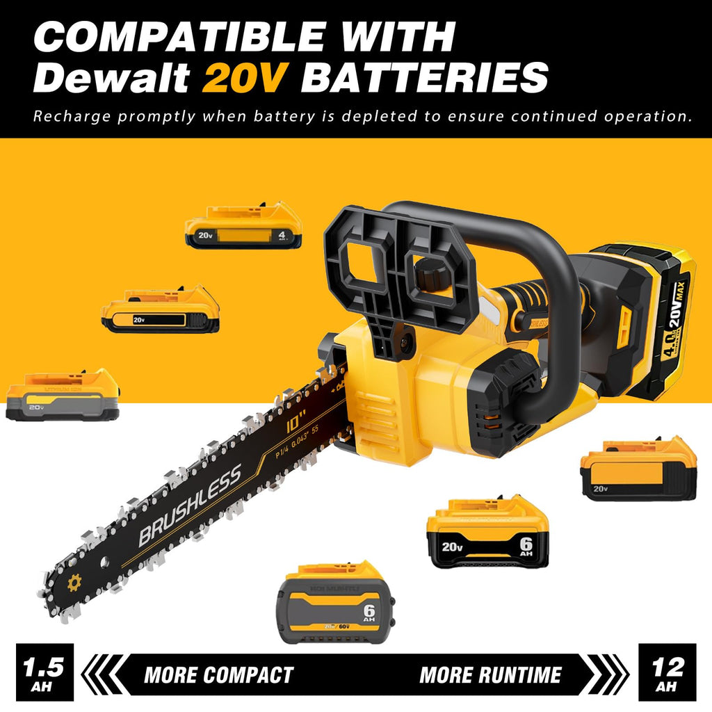 2-IN-1 Cordless 10-Inch Pole Saw & Chainsaw Compatible with DEWALT 20V MAX* Battery, Total Reach of Max 14.5ft, Electric Pole Saw for Tree Trimming Pruning (Tool Only-Battery & Charger not included)