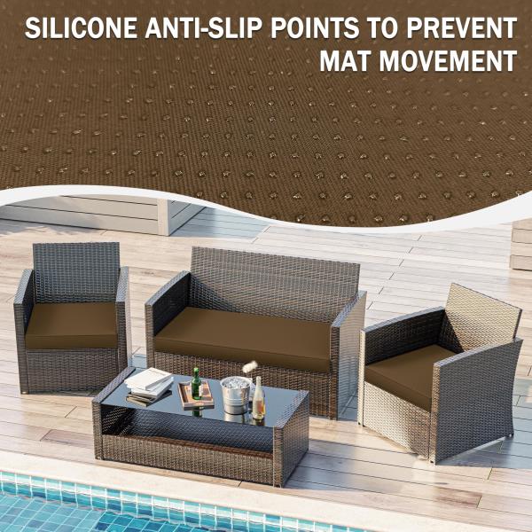 Pack Outdoor Water-Resistant Replacement Cushions 36x18x3 and 18x18x3 Inch Chocolate