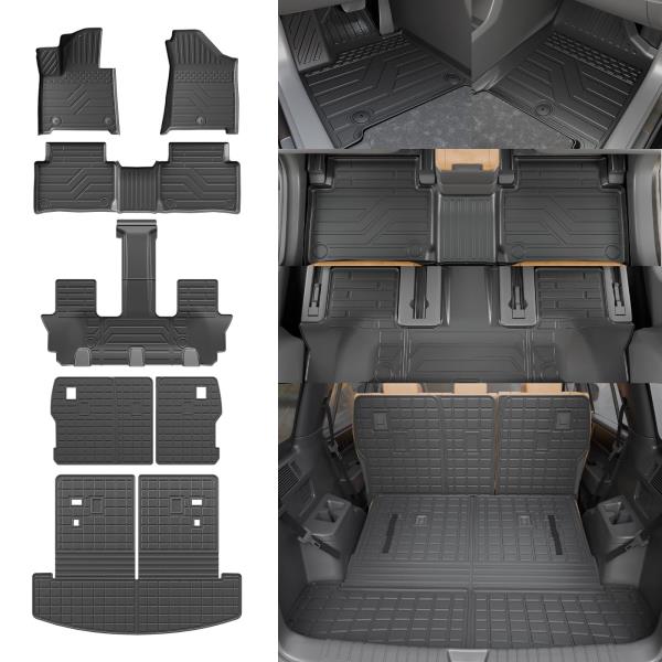 PCS Floor Mats Set for 2024-2026 Hyundai Santa Fe Cargo and Backrest Mats