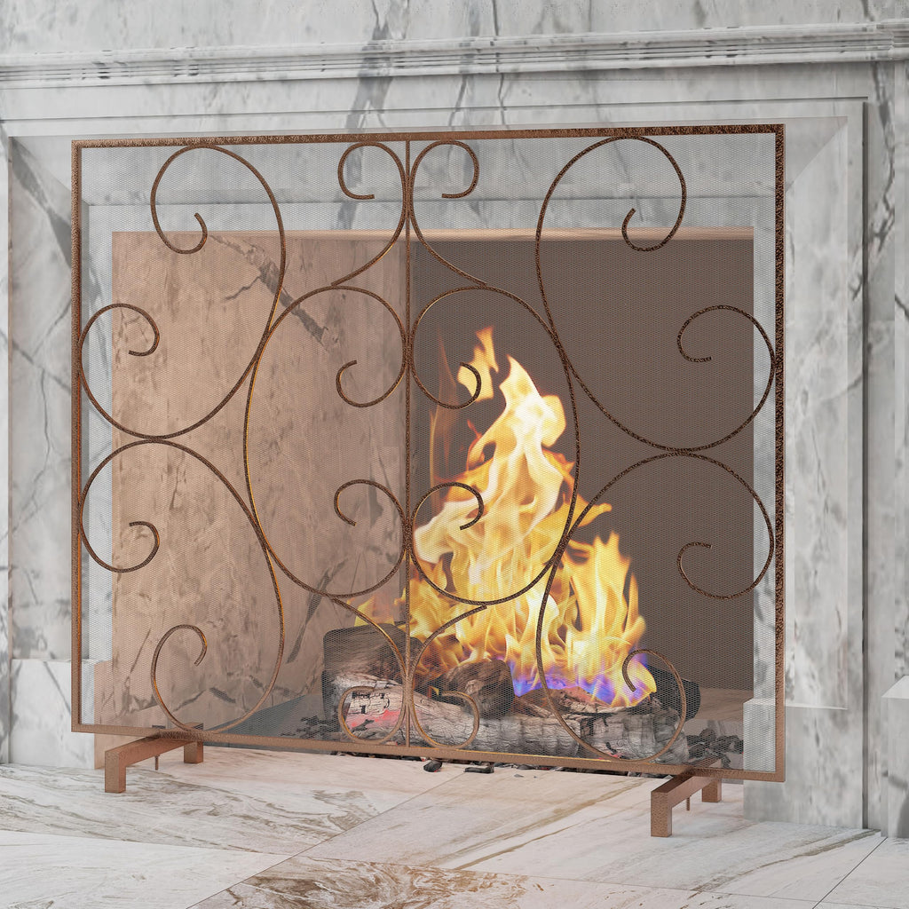 Open-Box New Kingson Decorative Single Panel Antique Bronze Fireplace Screen Retail $69.99