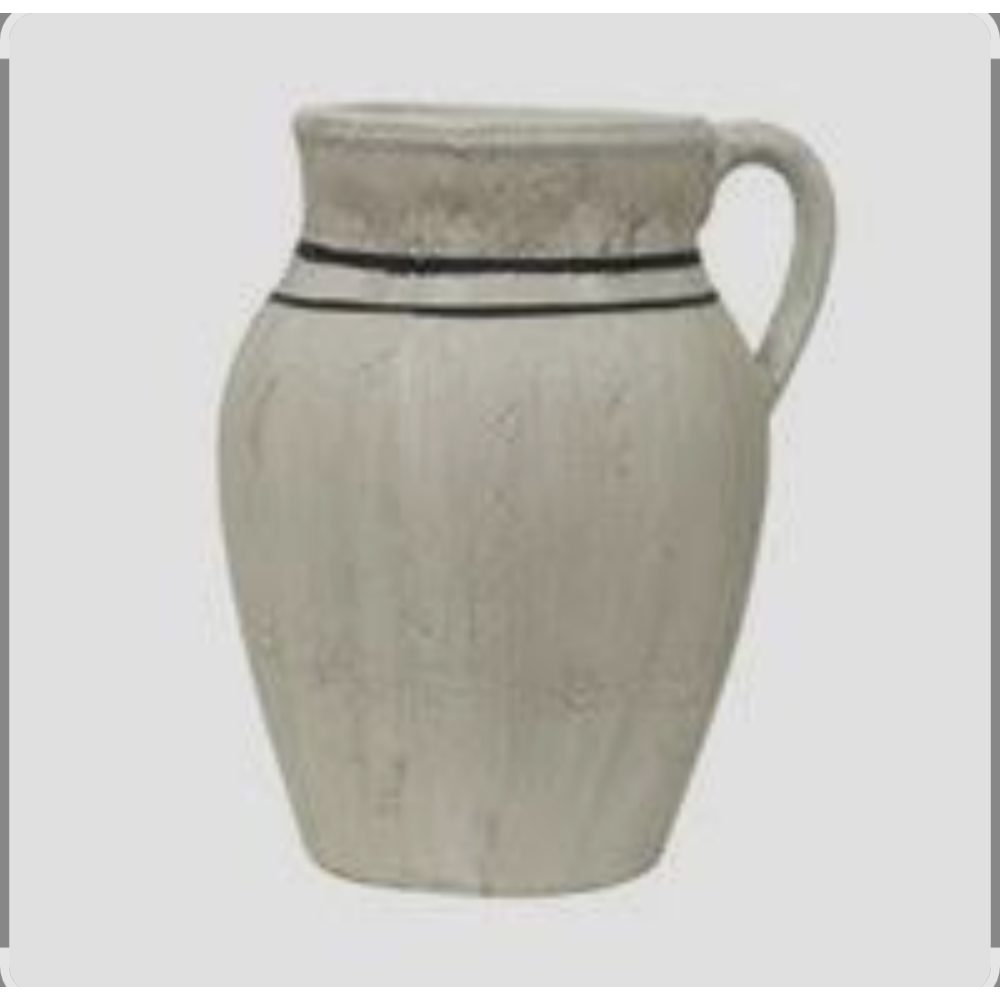 Vintage Off-white Ceramic Pitcher with Black Stripe Accent Retail $25.00