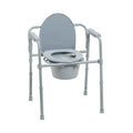 Drive Medical Folding Steel Bedside Commode Chair Portable 3-in-1 350 Lb Capacity Grey