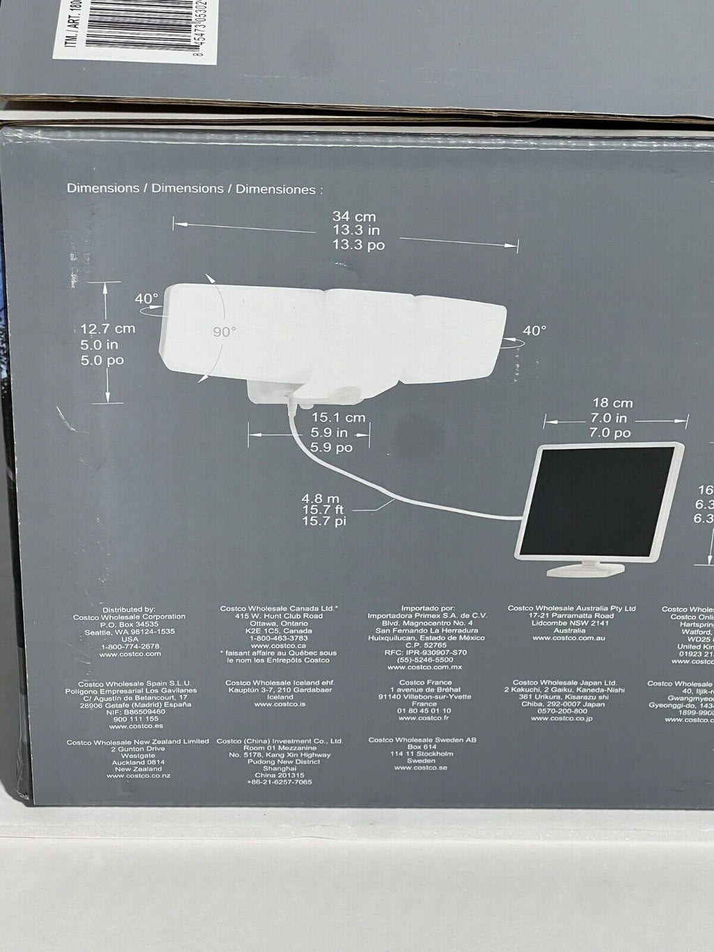 Lumen LED Solar Motion Activated Security Light Triple Head White