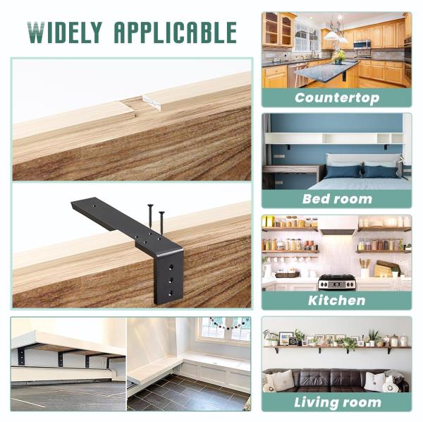 Countertop Support Brackets 4 Pack L Bracket Countertop Brackets 12" x 6" x 2.5" Heavy Duty 3/8" Thick Shelf Brackets Metal Corbels L Shape Bracket for Wood Shelf/Quartz/Granite/Concret Countertops Retail $69.00