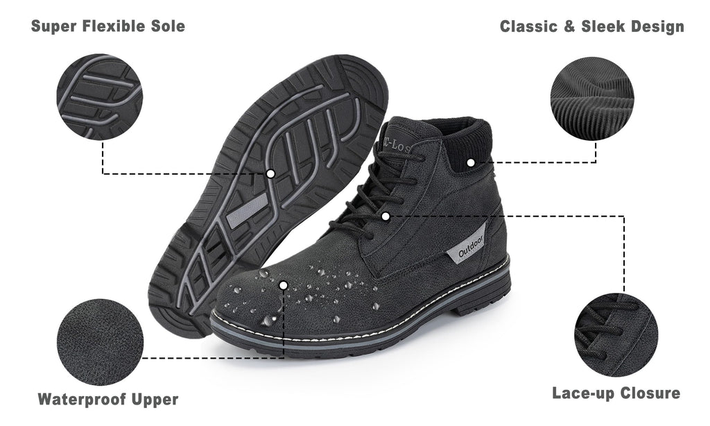 Mens Water-Resistant Chukka Ankle Boots Black