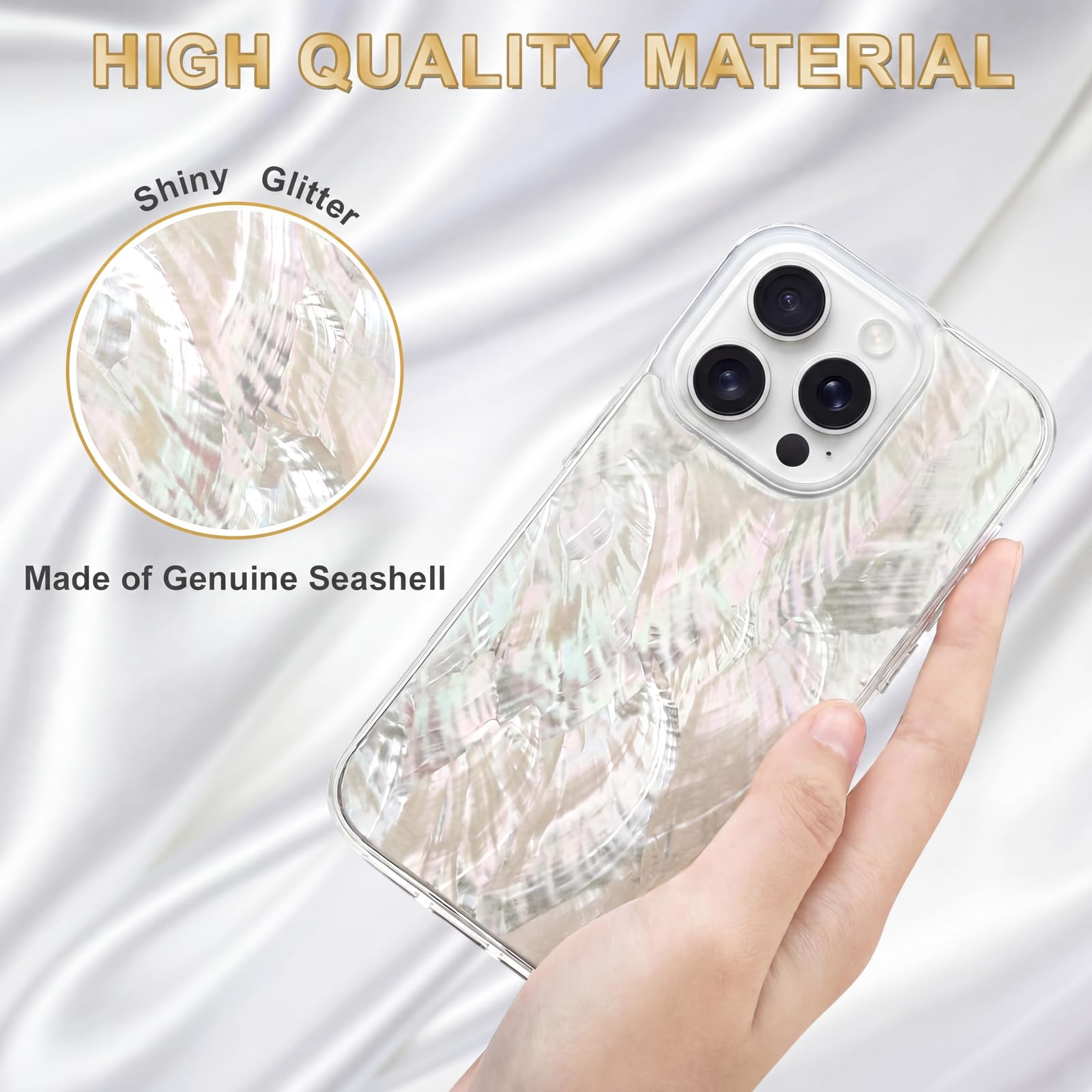 iPhone 16 Pro Genuine Seashell Case with Drop Protection Beige