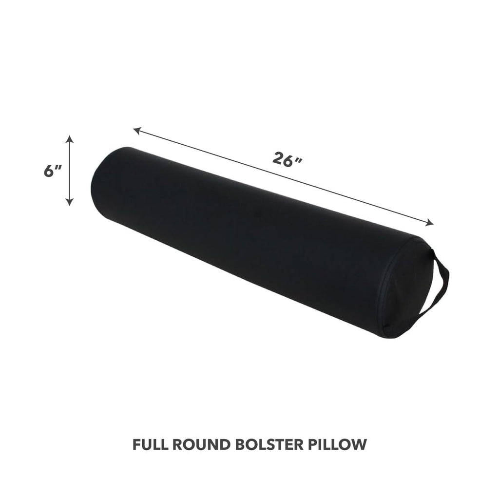 ForPro Black Full Round Bolster Pillow 6R x 26L