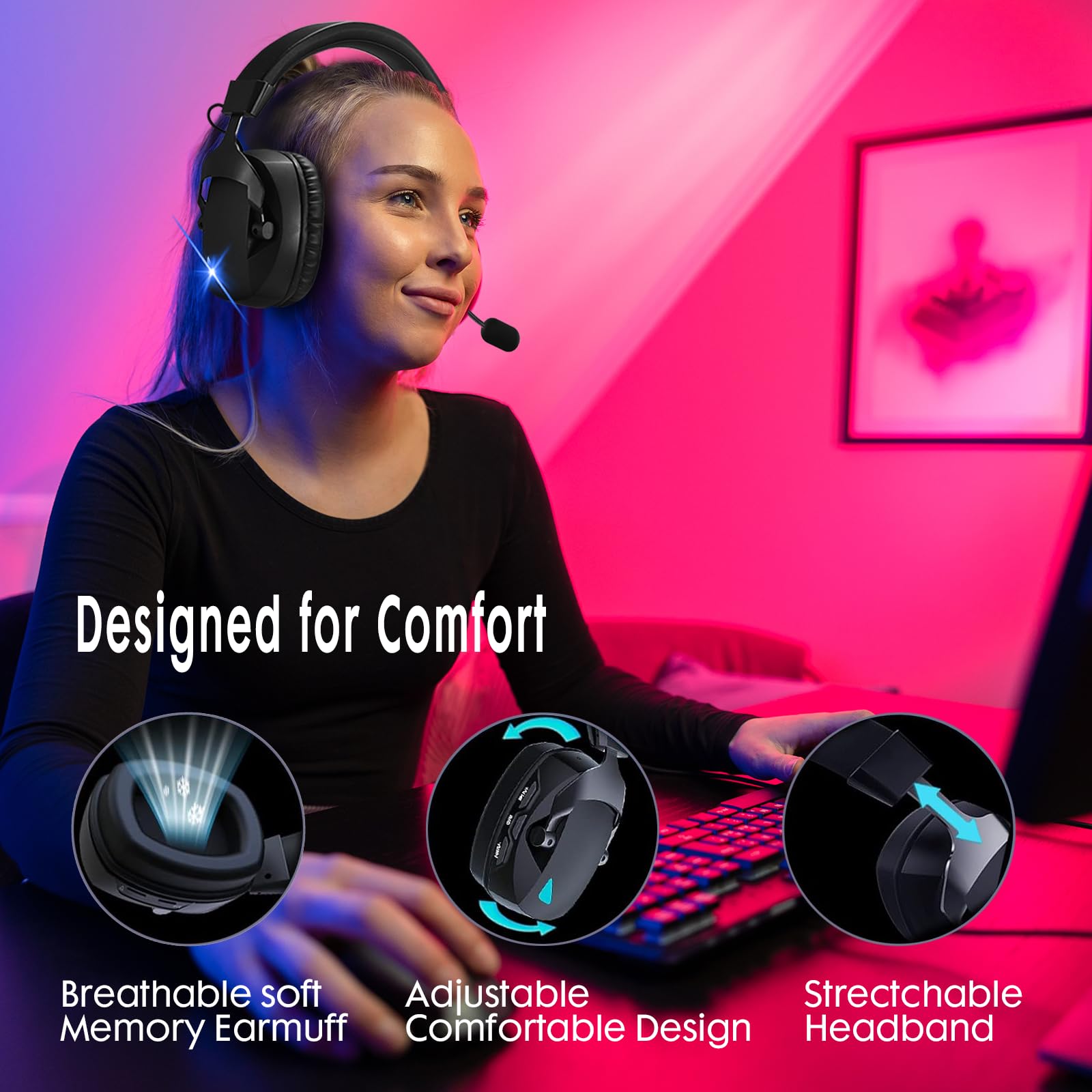 Open-Box New YUEHEMEI BL 100 PRO Wireless Gaming Headset Multi-Platform 50H Battery - Headset Retail $26.00