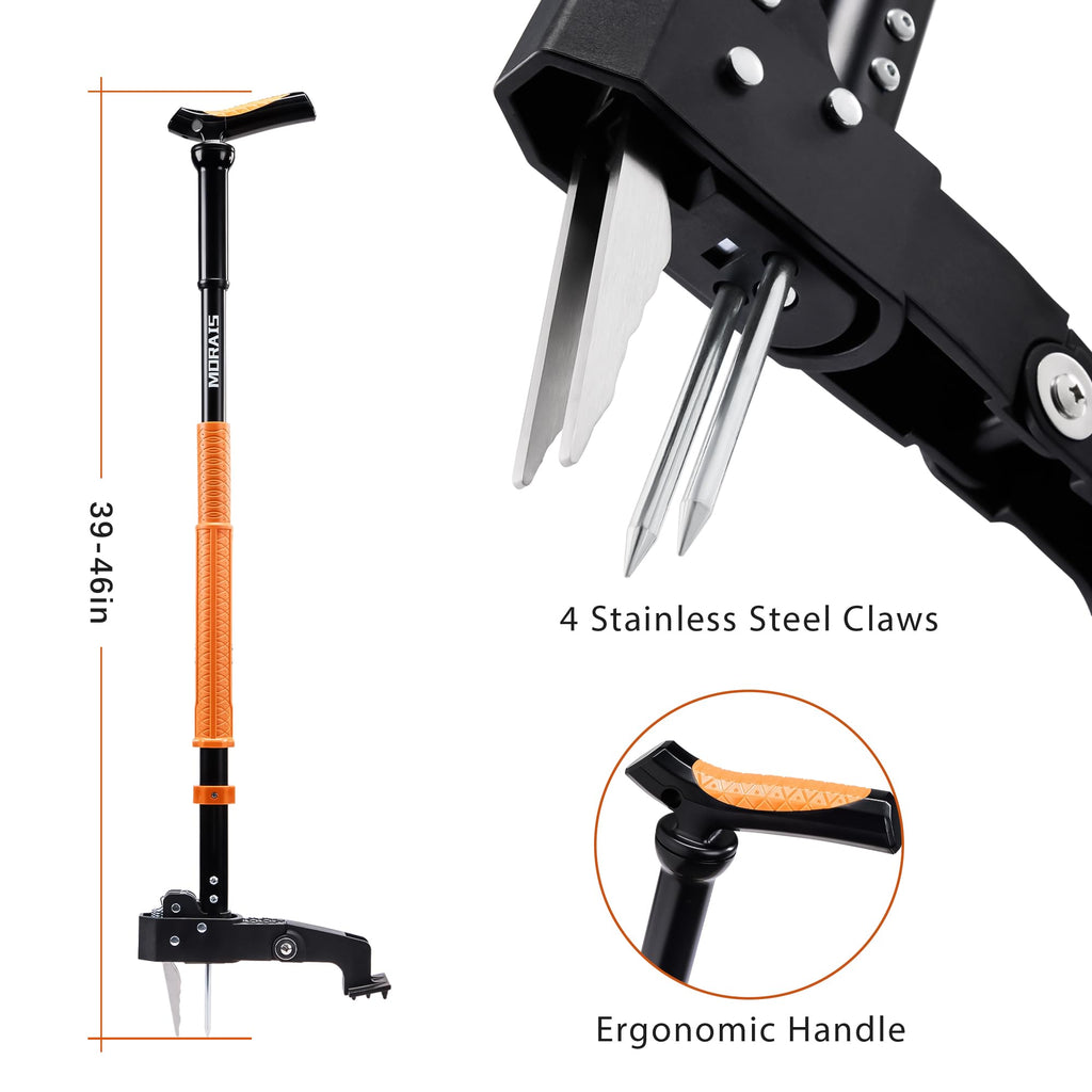 MORAIS Weed Puller Tool, Stand Up Weed Puller Heavy Duty Garden Tool with 4-Claw Steel Head, 39"-46" Retractable Handle & Easy-Eject Mechanism, Easily Remove Weeds Without Bending, or Kneeling Retail $29.00