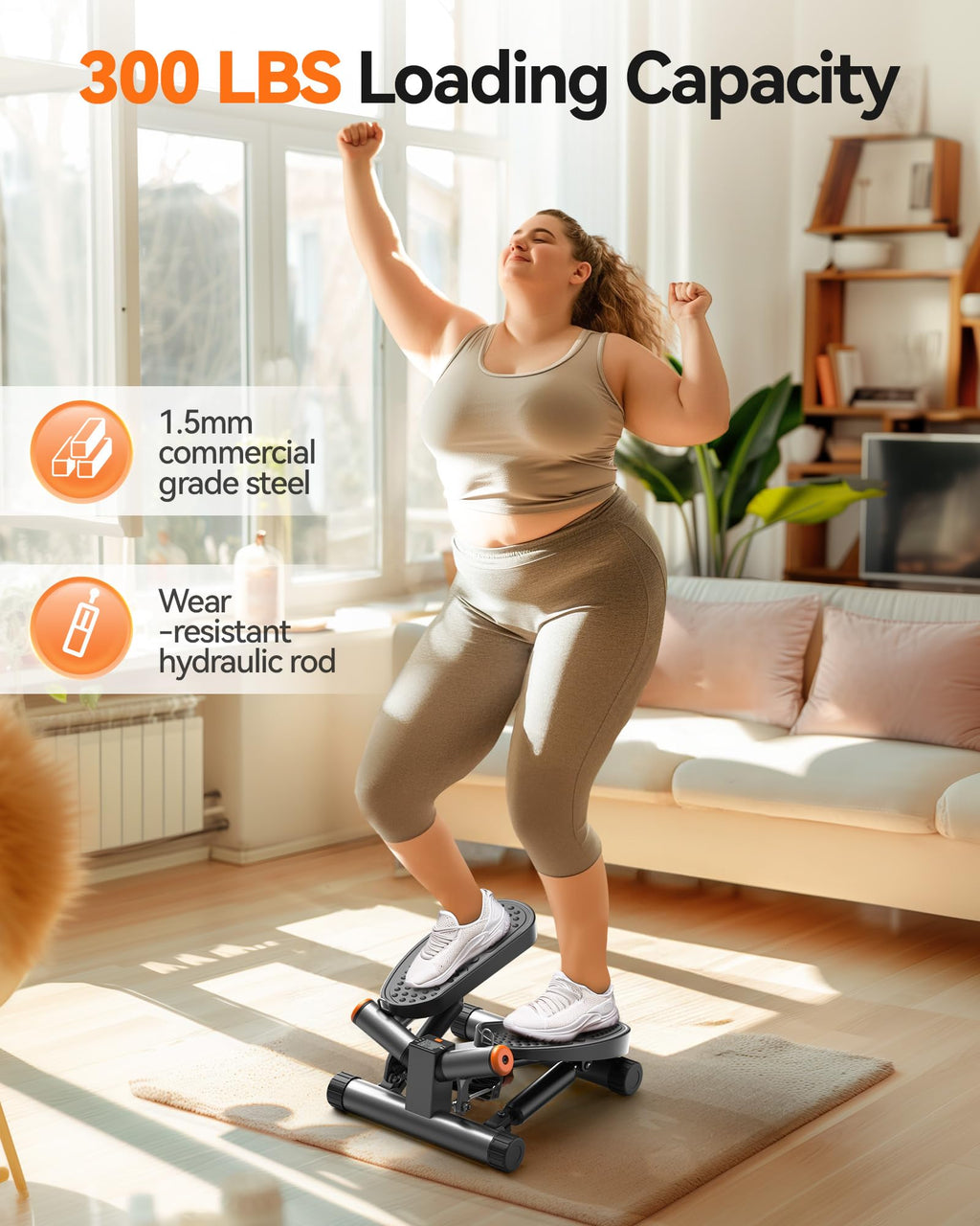 Twist Hydraulic Stepper Exercise Machine 300 LBS Gray