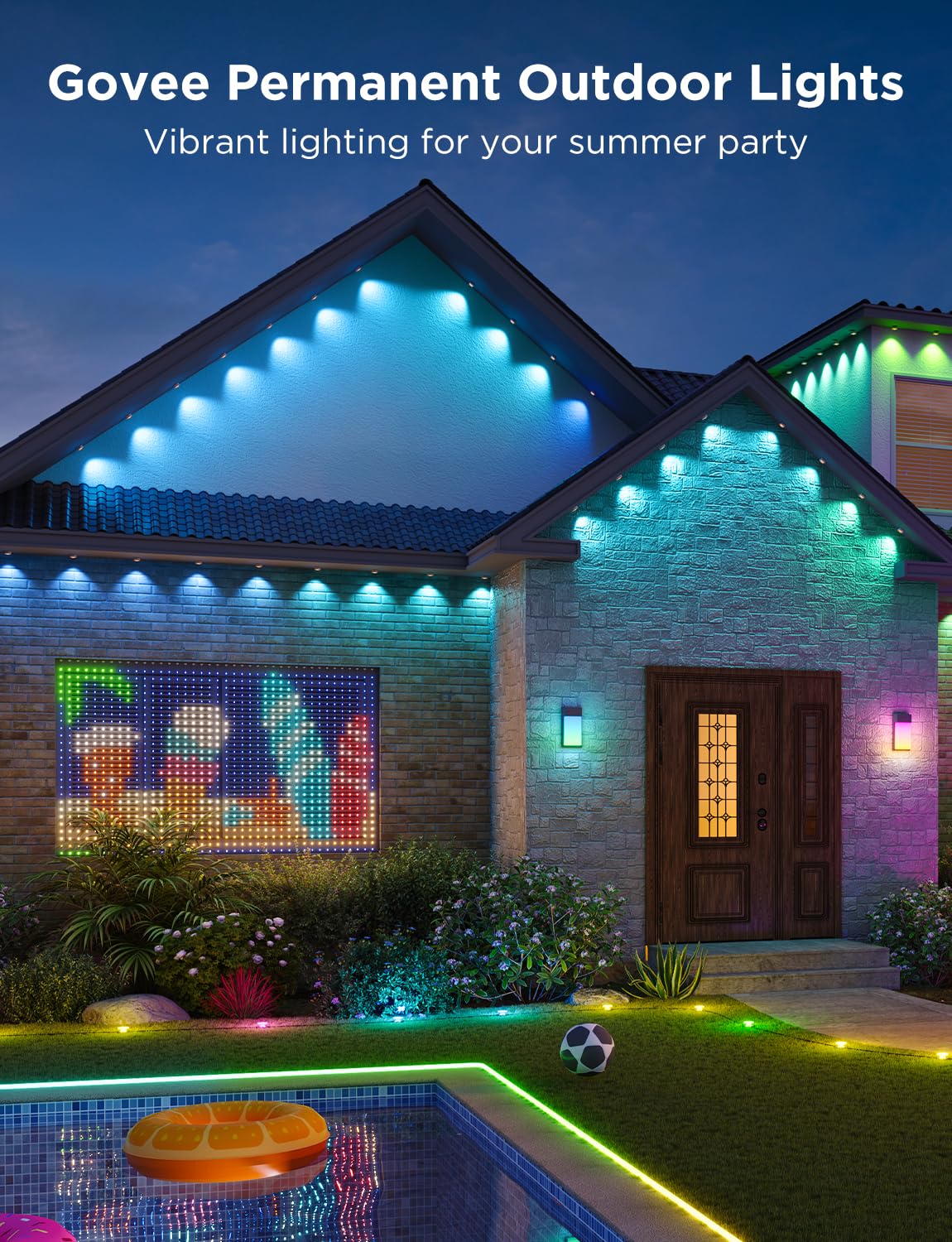 Govee RGBIC Permanent Outdoor Lights 100ft 72 LED White IP67 Waterproof