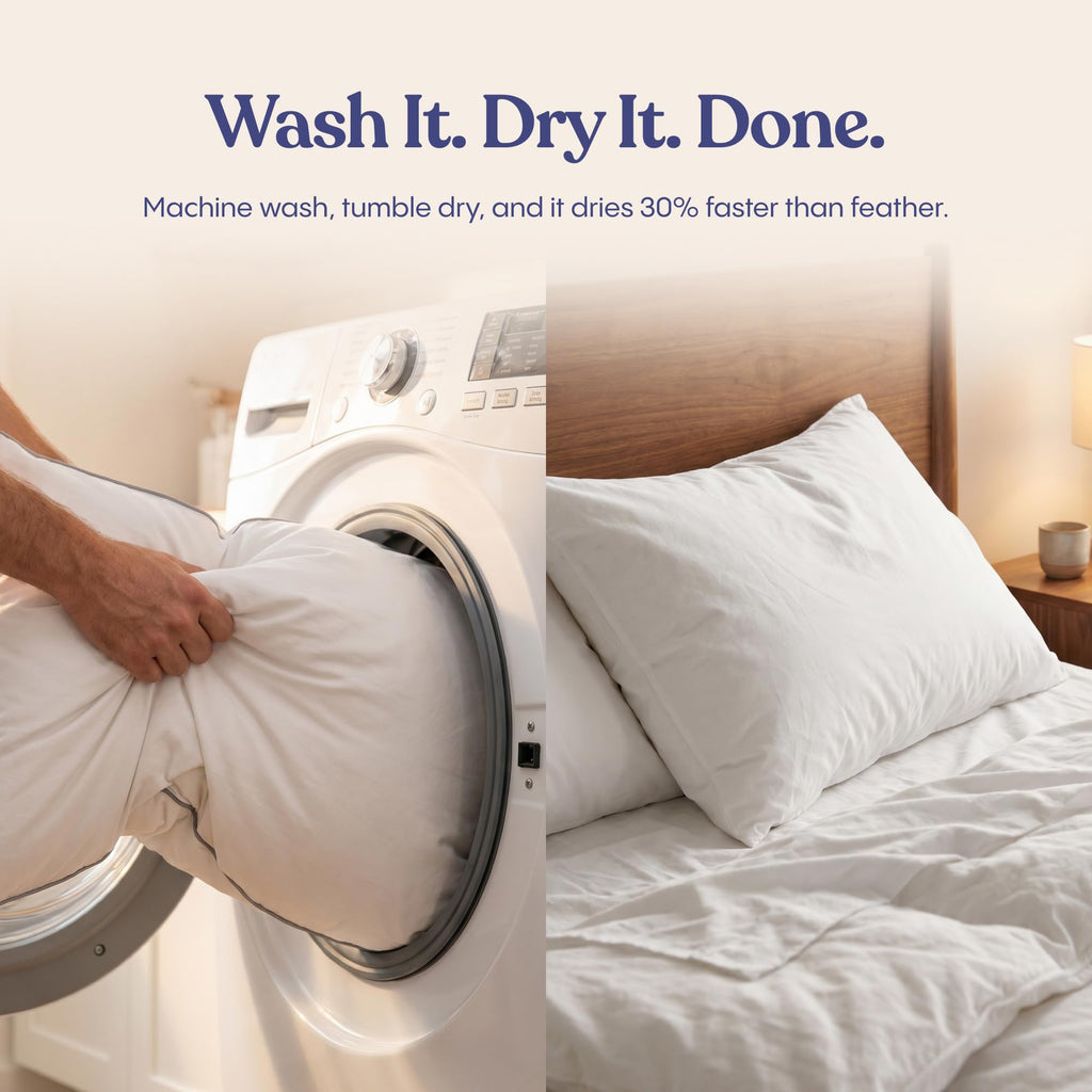 -Pack Down Alternative King Bed Pillow White Soft 300TC Cotton Shell