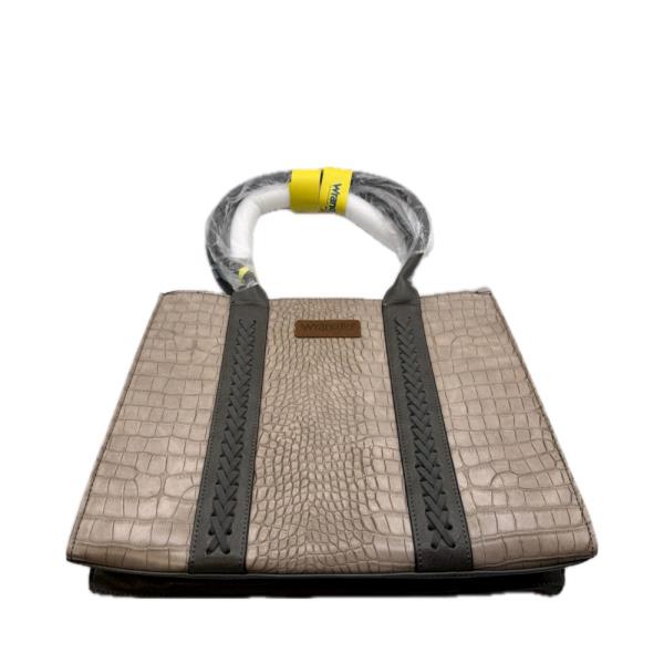 Wrangler Faux Crocodile Embossed Tote Bag with Shoulder Strap BeigeTaupe
