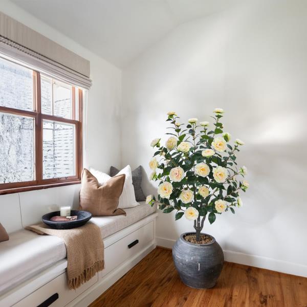 3-Inch Artificial Camellia Tree with 232 Leaves and 32 Flowers