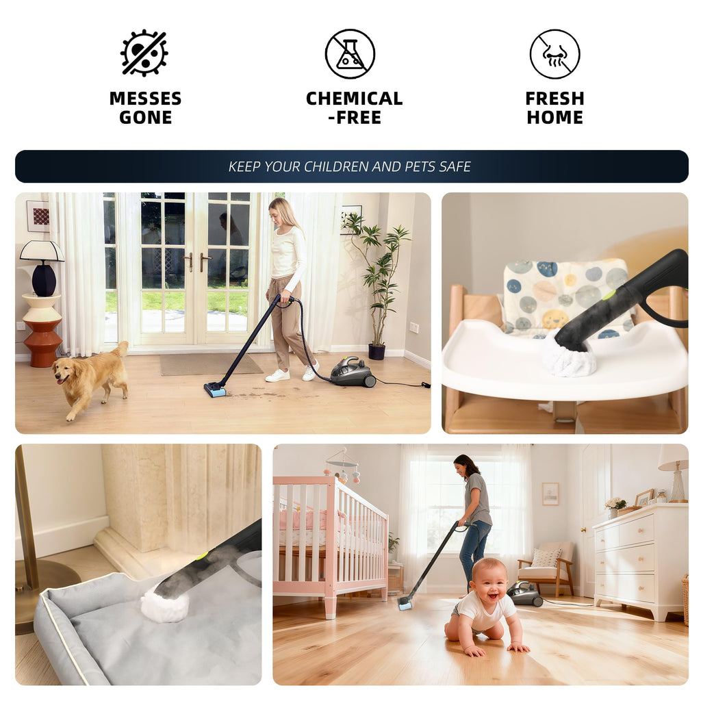 Grey 1500W Heavy-Duty Multipurpose Steam Cleaner