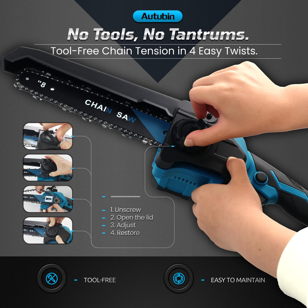 Open-Box New Autubin Cordless 2-in-1 8 Mini Chainsaw  Pole Saw 1200W Brushless.