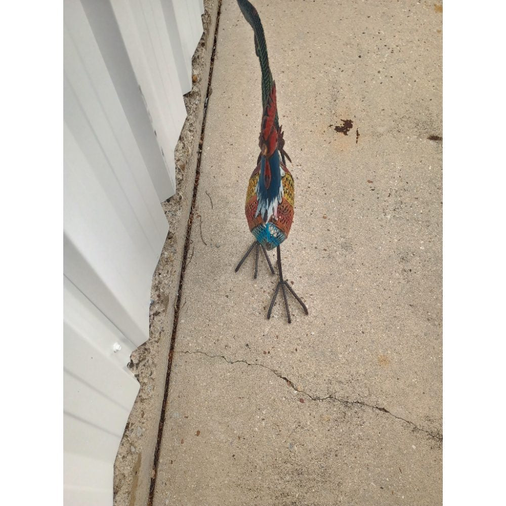 New As-Is Multi-colored Metal Rooster Sculpture Yard Art Retail $45.00