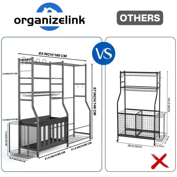 Heavy Duty Garage Sports Equipment Organizer with Golf Bag Storage Rack and Ball Holder