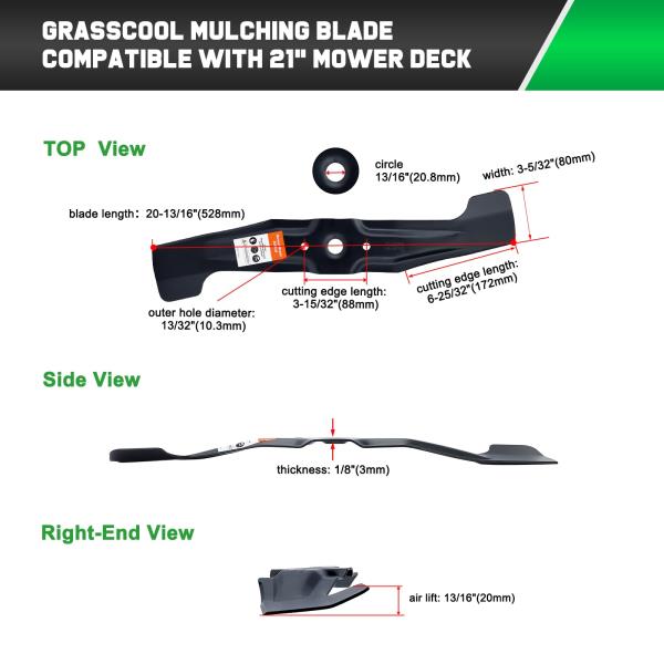 Grasscool HRR2169VKA HRN216 Honda Lawn Mower Mulching Blades Replacement Retail $38.00