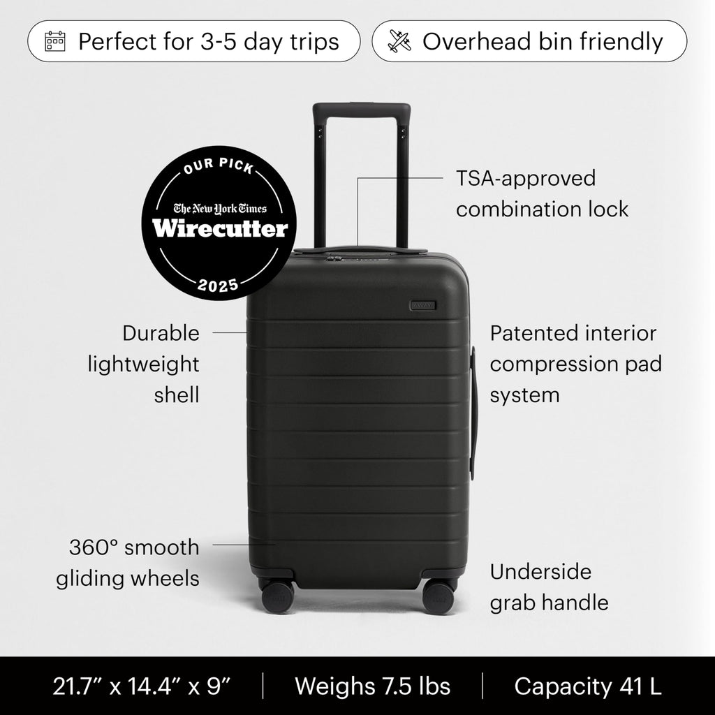Away Carry-On 22-Inch Lightweight Polycarbonate Spinner Luggage Jet Black