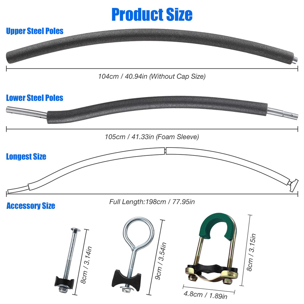 Curved Trampoline Replacement Poles 1 Upper  1 Lower for 8-16ft