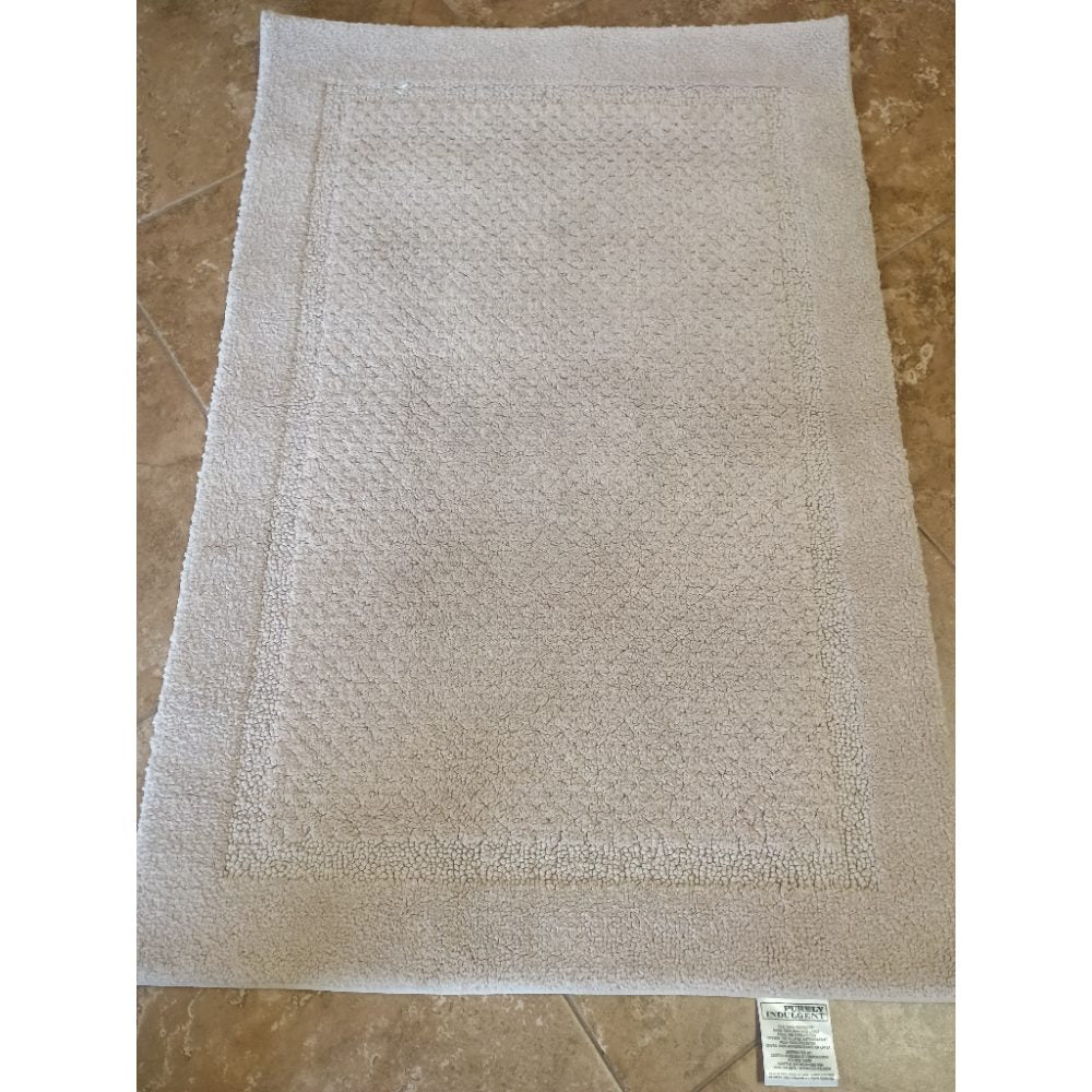 Plush Absorbent Beige Bath Rug with Non-Skid Backing