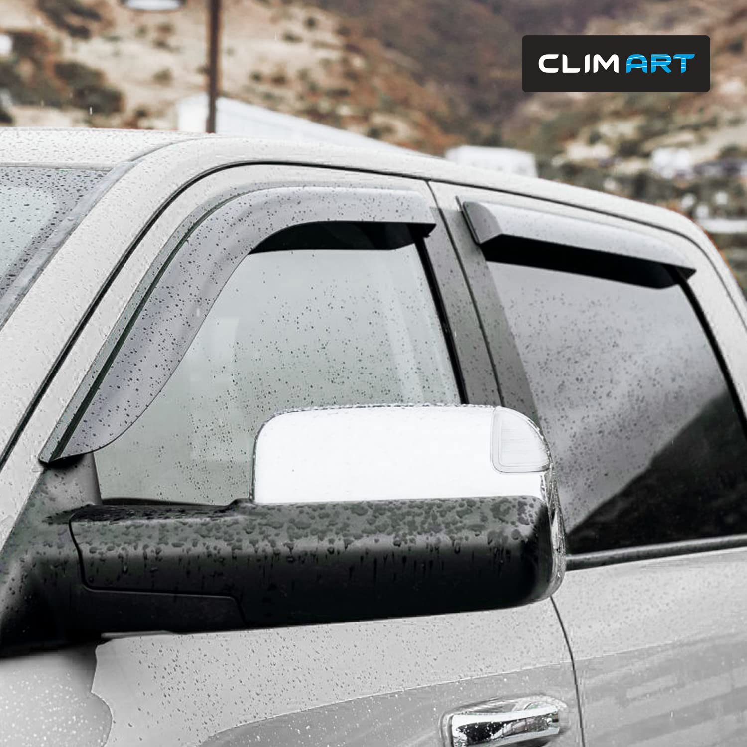 Tape-on Window Deflectors for Dodge Ram 2009-2018 Crew Cab - Dark Smoke 4pcs