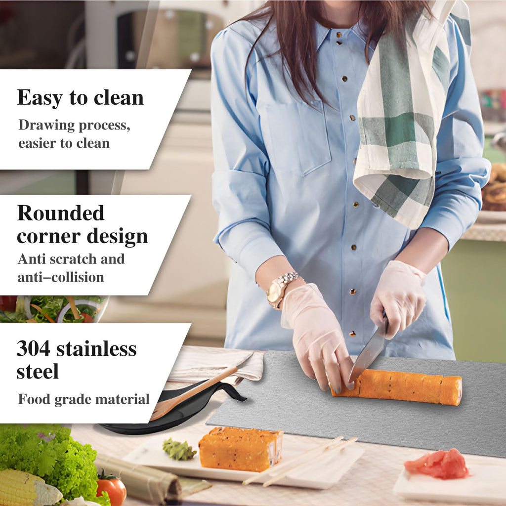 Stainless Steel Kitchen Cutting Board Double-Sided 19.6x23.6x0.06 Silver