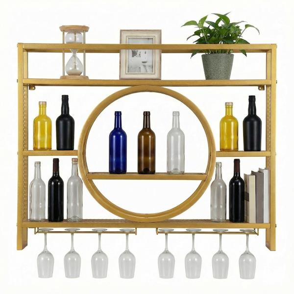 XEVALDRIC Metal Wall Mounted Wine Rack 3-Tier Bar Cabinet Retail $129.00