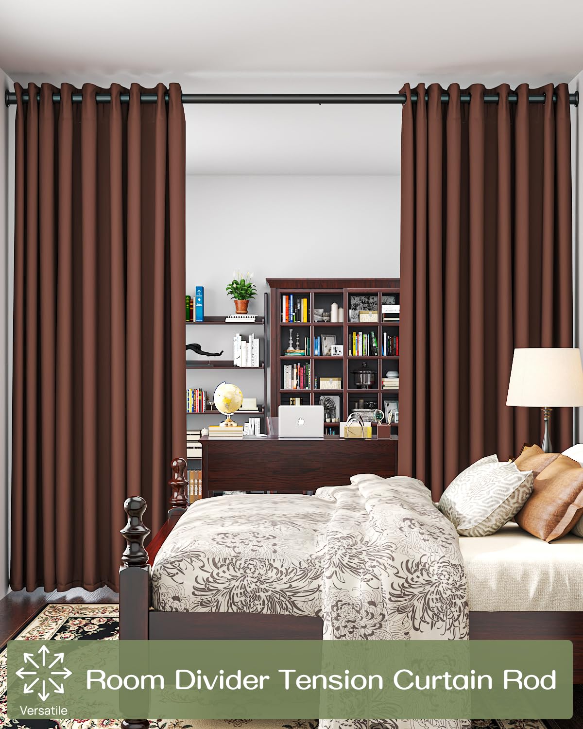 ALLZONE Tension Curtain Rod for Window, 83-123 Inches, Heavy Duty Curtain Rods No Drilling, Non-Slip Bathroom Shower Tension Rod, Renter Friendly, Adjustable, Spring Loaded, Extra Long, Black Retail $42.00