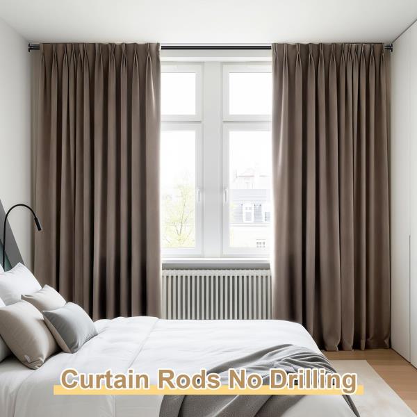 Black Tension Curtain Rod 41-118In Outdoor Curtain Rod