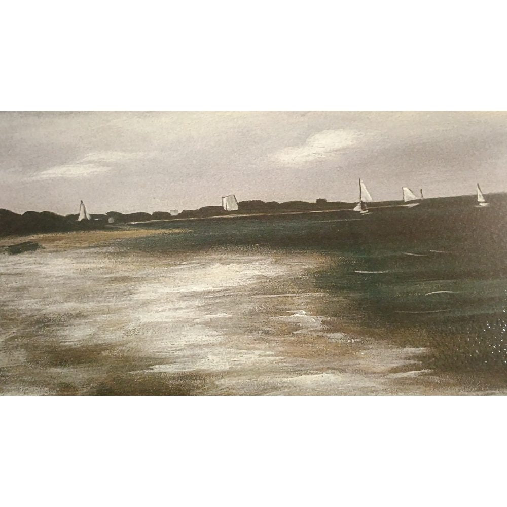 New SHENIFY 20x40in Vintage Framed Coastal Landscape Wall Art Retail $49.00