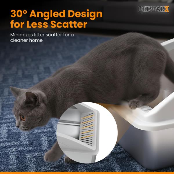 Stainless Steel Enclosed XL Cat Litter Box with Lid High Sided Leak Proof