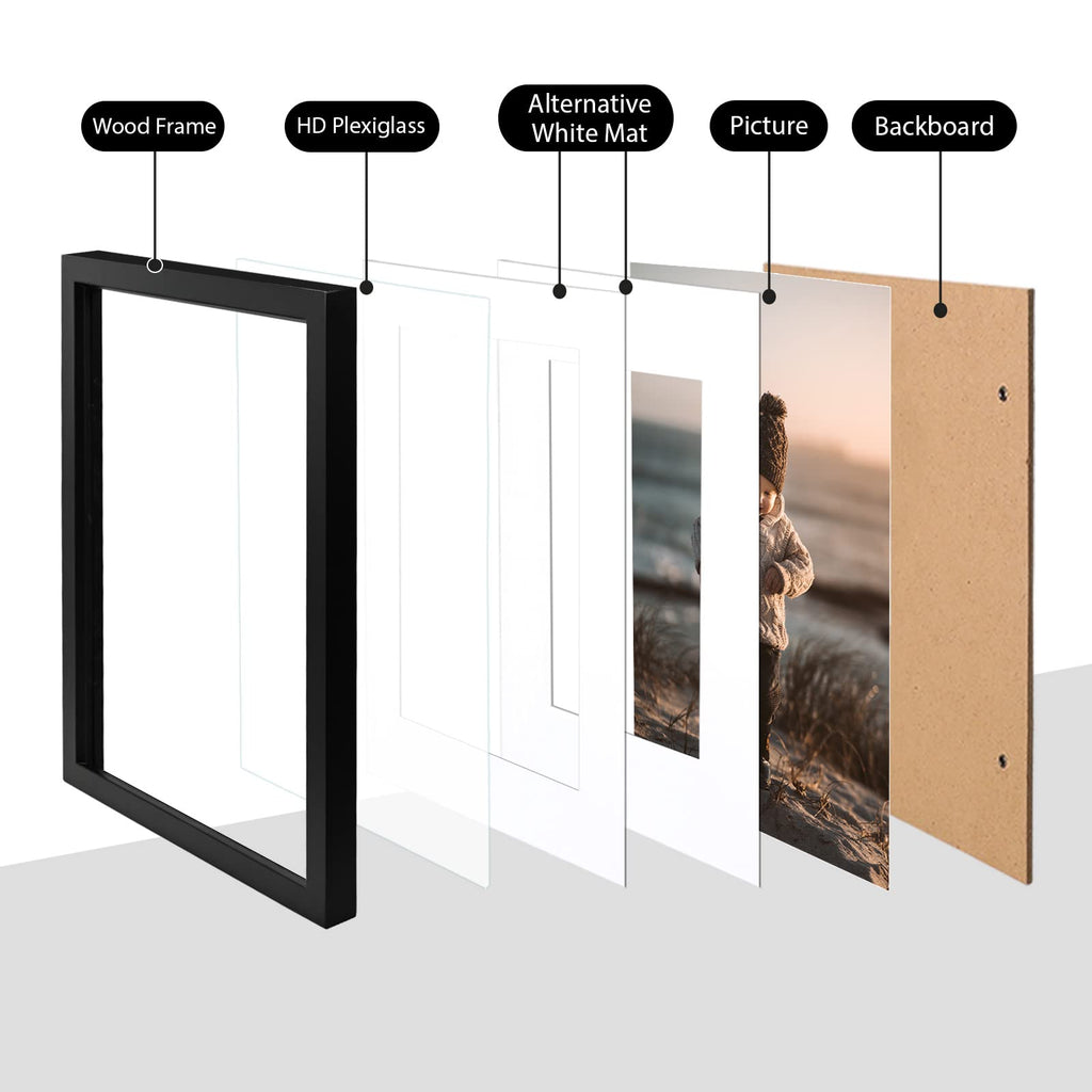 Open-Box New KINLINK 11x14 Solid Wood Acrylic Picture Frame Set of 4. Retail $37.00