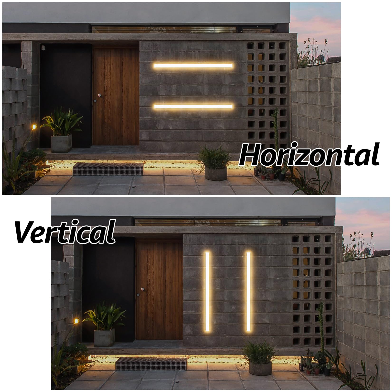 lundwa 2 Pack 47.25inch Long Outdoor White Wall Lights 35W 3000K Modern Porch Lights Acrylic Waterproof IP65 Exterior Wall Light Fixtures for House Patio Porch Courtyard (White) Retail $169.00