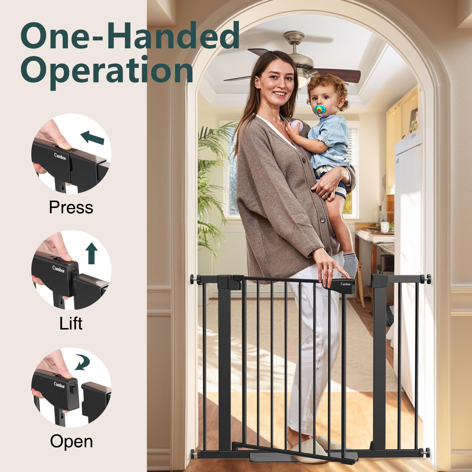 Cumbor Black Baby Gate 29.7-40.6in Wide $82.00 Retail $82.00