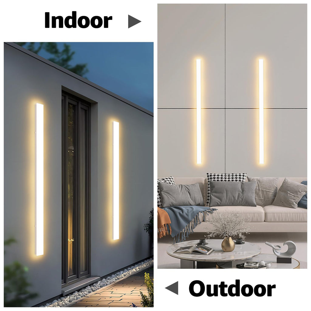 lundwa 2 Pack 47.25inch Long Outdoor White Wall Lights 35W 3000K Modern Porch Lights Acrylic Waterproof IP65 Exterior Wall Light Fixtures for House Patio Porch Courtyard (White) Retail $169.00