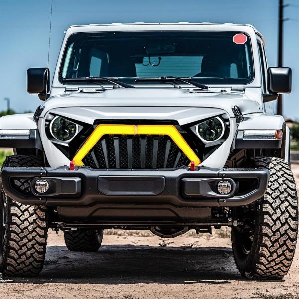 Front Goliath Grill with DRL Turn Signal for 2018 Wrangler JL and 2020 Gladiator JT