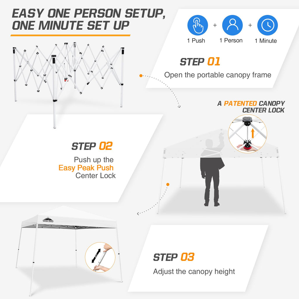 x10 Slant Leg Pop-up Outdoor Canopy Tent Portable White