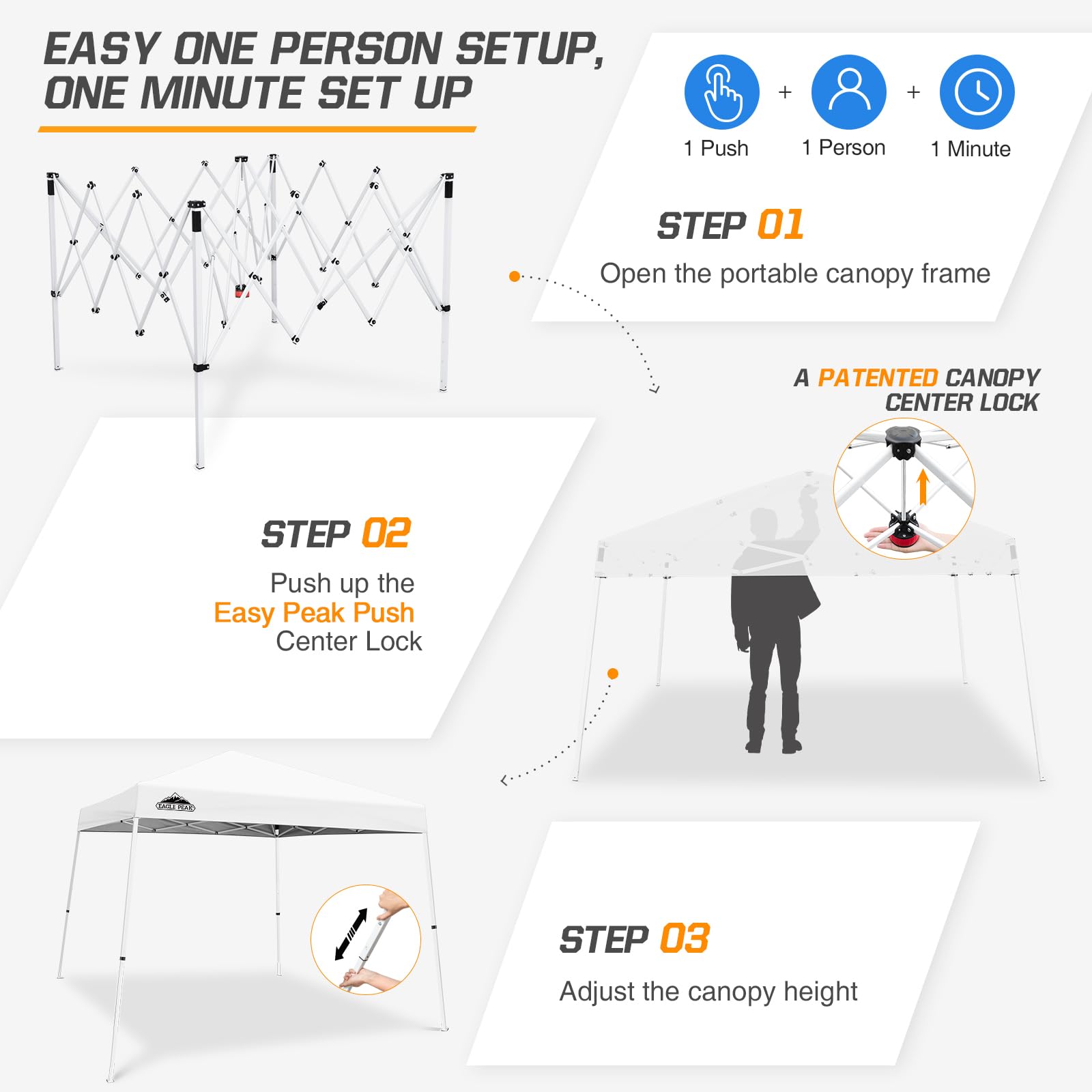 x10 Slant Leg Pop-up Outdoor Canopy Tent Portable White