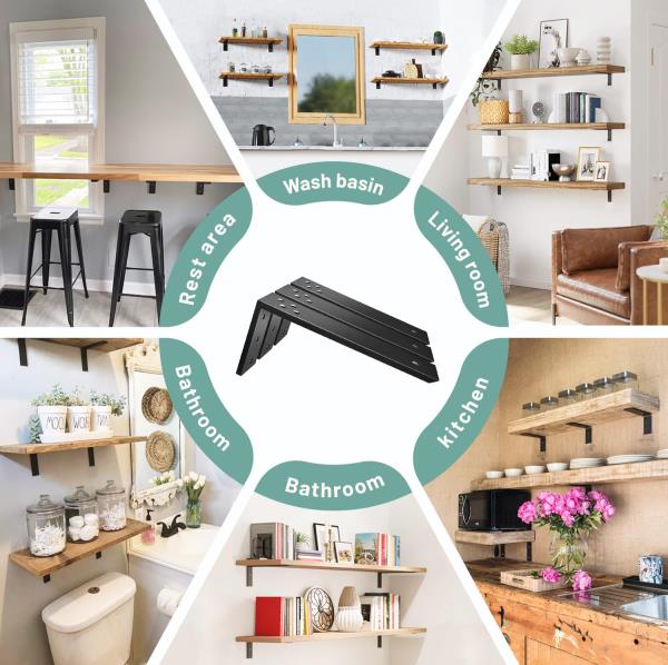 Countertop Support Brackets 4 Pack L Bracket Countertop Brackets 12" x 6" x 2.5" Heavy Duty 3/8" Thick Shelf Brackets Metal Corbels L Shape Bracket for Wood Shelf/Quartz/Granite/Concret Countertops Retail $69.00
