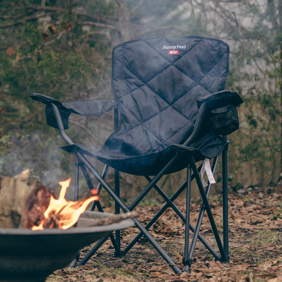 Open-Box New SUNNYFEEL XXL Oversized Folding Camping Chair - 800 LBS Capacity Carbon Black