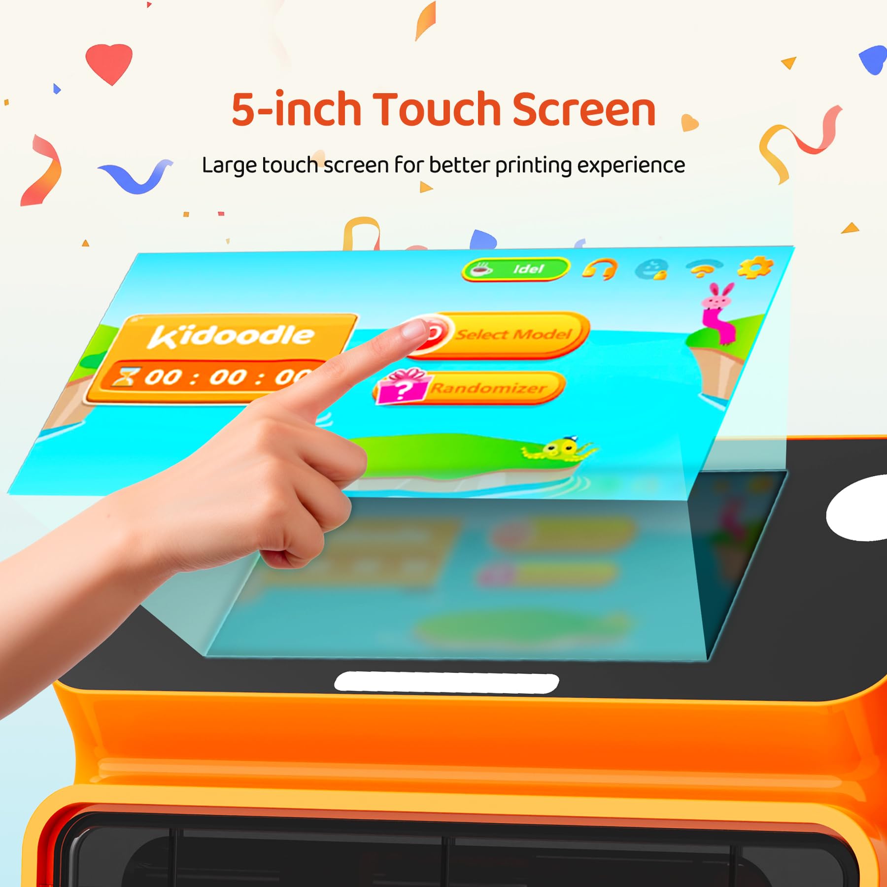 Mini 3D Printer for Kids with Wi-Fi Control 5 Touch Screen  Child-Safe Lock - Orange