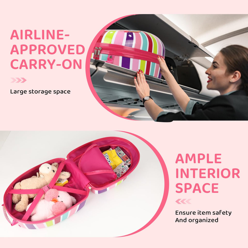 -in-1 Ride-On Scooter Suitcase Hardside for Kids LED Wheels Retractable Handle Pink