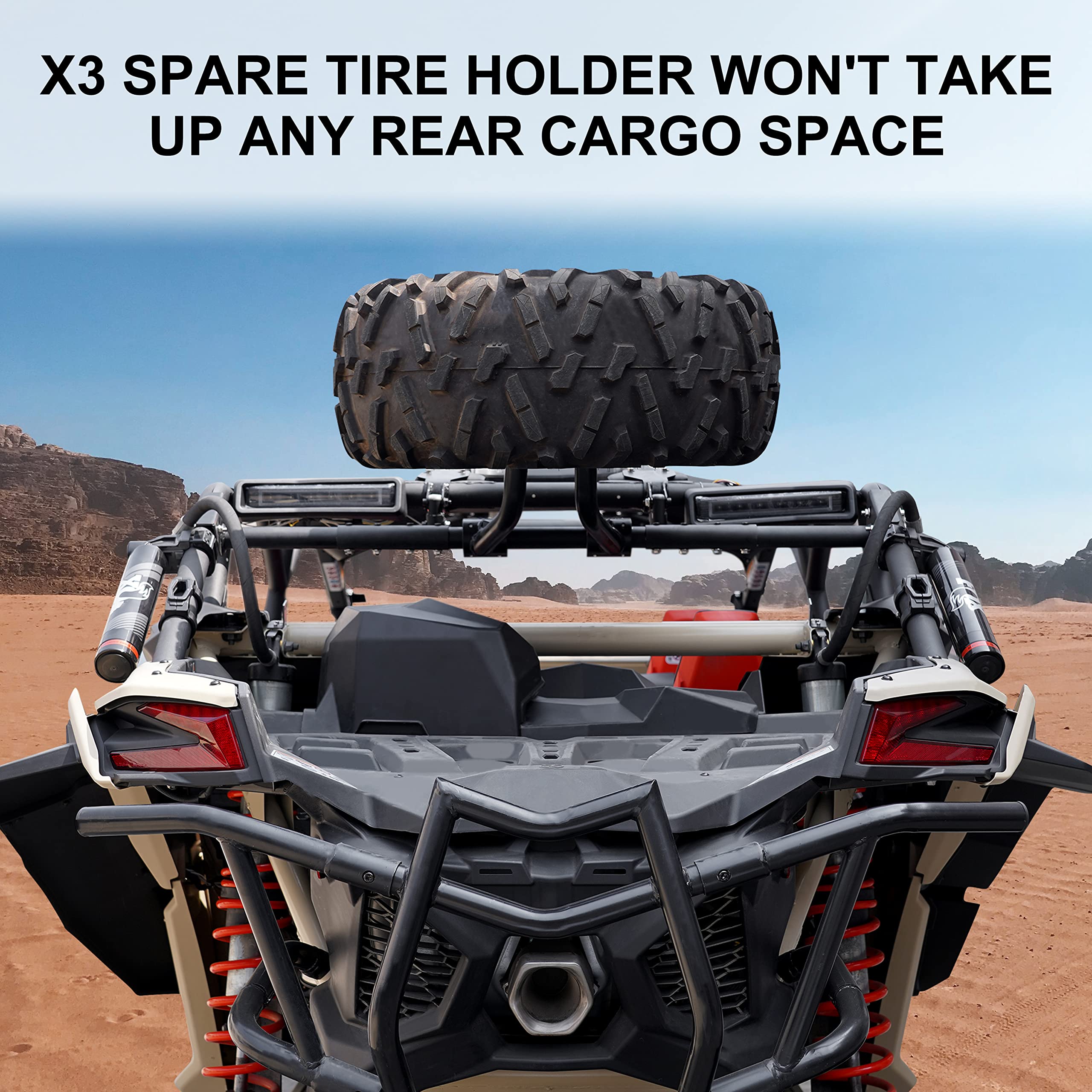 Black Heavy Duty Spare Tire Mount for Can-Am Maverick X3 Fits Up to 32 Tire