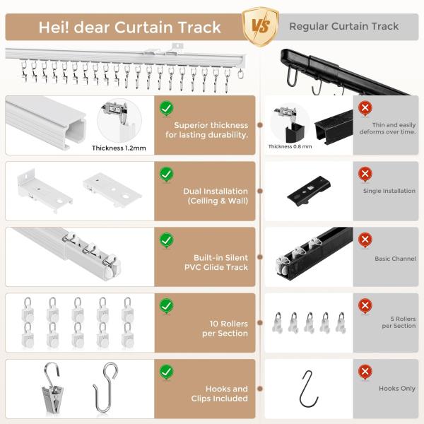 Ceiling Curtain Track White 12-15 ft Heavy Duty Ceiling/Wall Mount Rail Retail $66.00