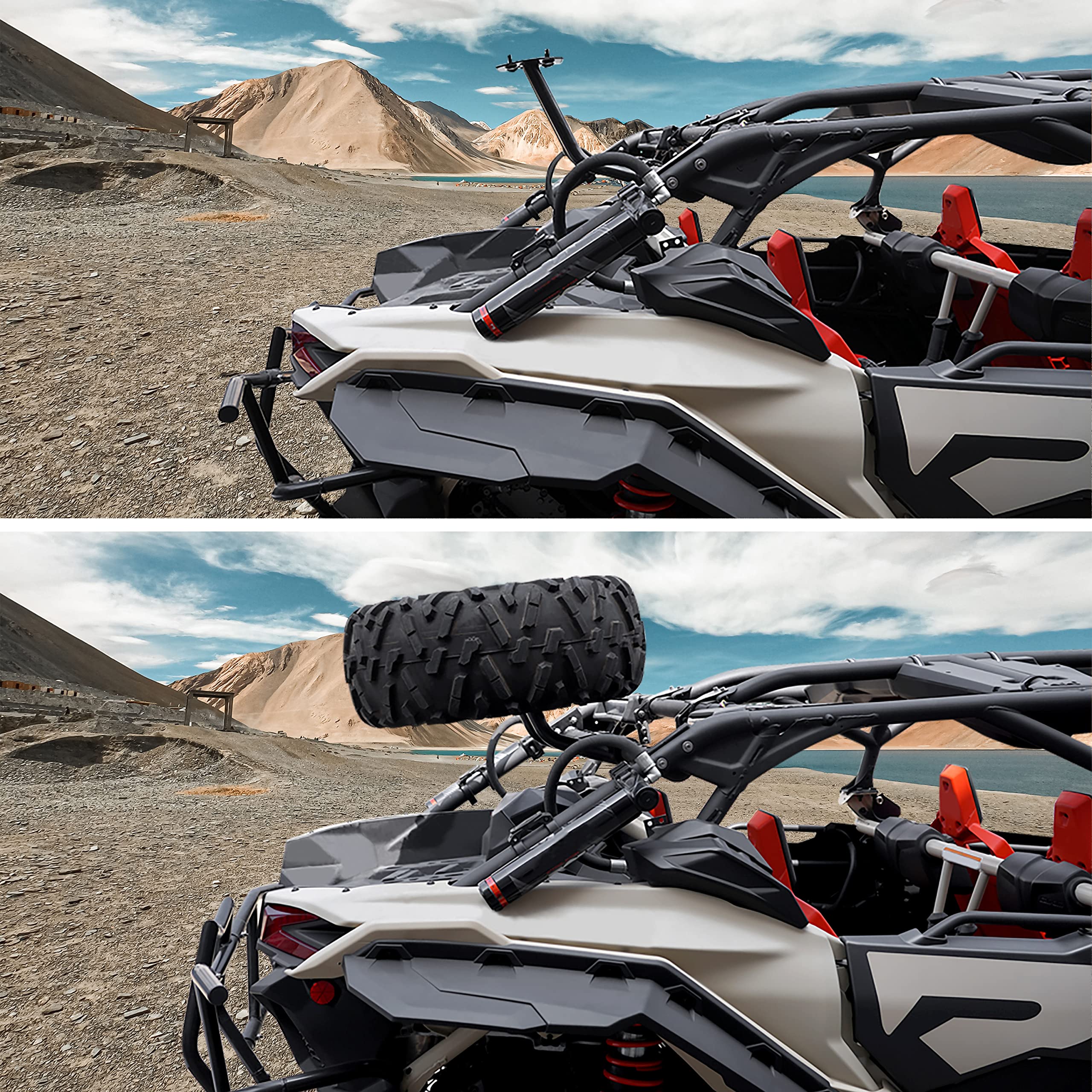Black Heavy Duty Spare Tire Mount for Can-Am Maverick X3 Fits Up to 32 Tire